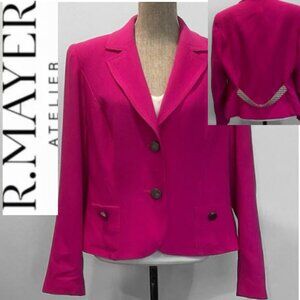 Ross Mayer Wool Blazer Fuchsia Pink Tailored Jacket Chain Back Size large